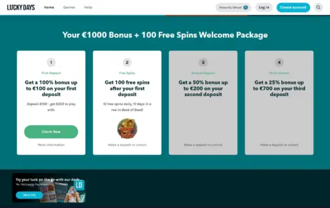 Lucky Day Casino Welcome Bonus Package