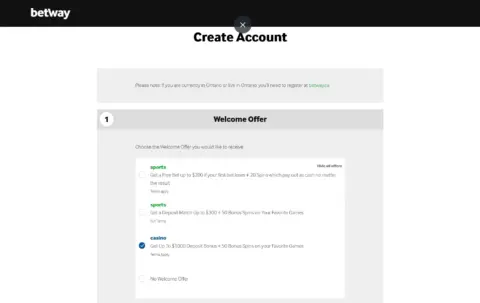 Betway Casino Welcome Bonus Package