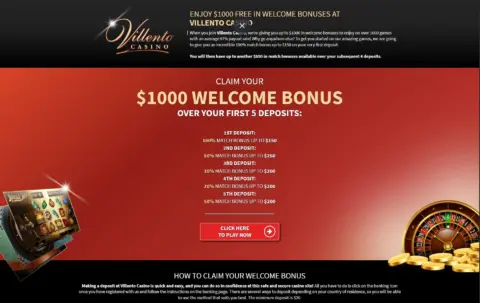 Villento Casino Welcome Bonus Package