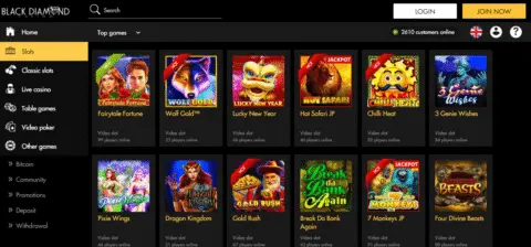 black diamond casino online slots