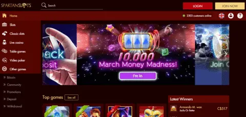 spartan slots casino homepage