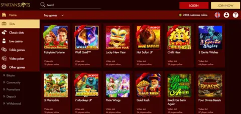 spartan slots casino online slots