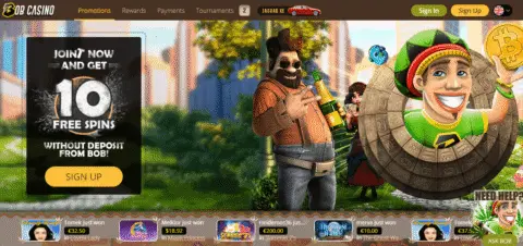 bob casino free spins no deposit