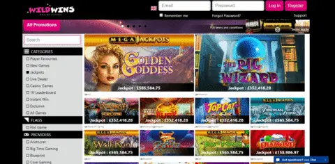 Wild Wins Casino jackpots