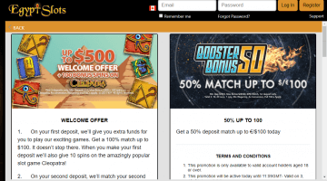 Egypt Slots welcome bonus