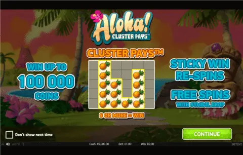 play Aloha! Cluster pays slot