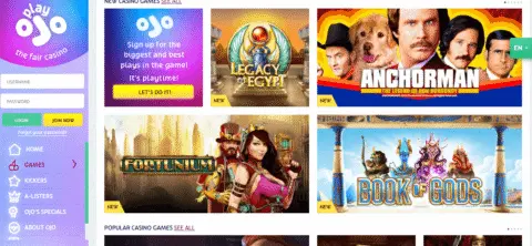 play ojo online slots