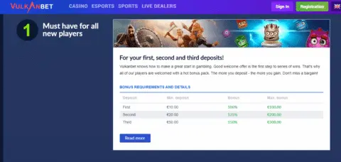 vulkanbet casino bonuses
