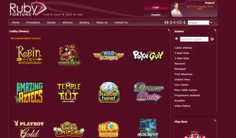 Ruby Fortune casino games