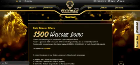 Golden Lion casino promotions