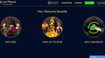 Royal Planet Casino welcome bonus