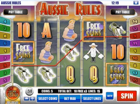 aussie rules slot free spins
