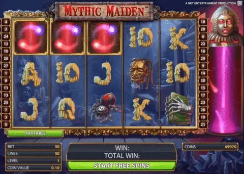 mythic maiden slot free spins