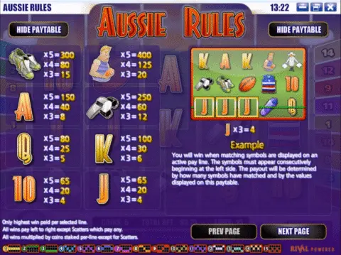 play aussie rules slot