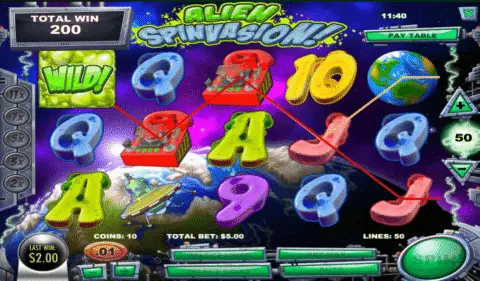 alien spinvasion slot free spins
