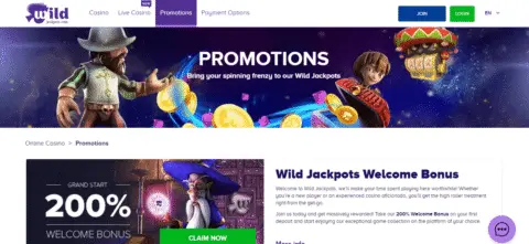 Wild Jackpots Casino promotions