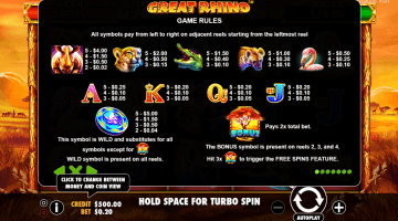play Great Rhino slot