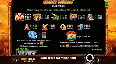 play Great Rhino slot