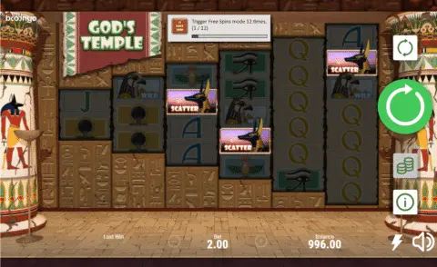 Gods Temple slot free spins
