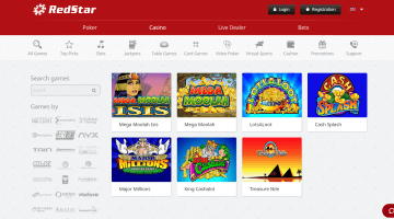 Red Star Casino progressive jackpots