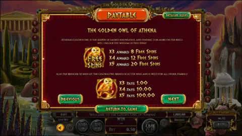 play The Golden Owl Of Athena slot