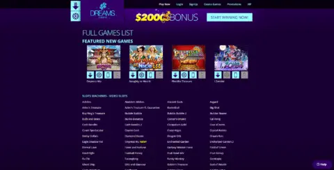 Dreams casino slot games
