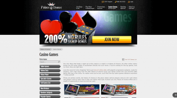 Palace of Chance casino games