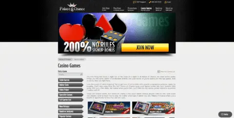 Palace of Chance casino games