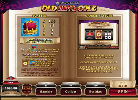play Rhyming Reels Old King Cole slot