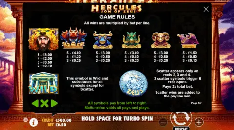Play Hercules Son Of Zeus Slot