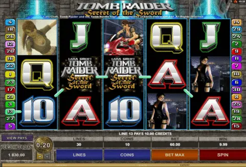 Tomb Raider Secret Of The Sword Slot Game Free Spins