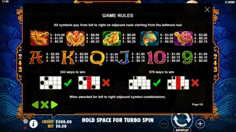 Play 5 Lions Slot