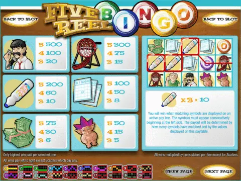 Play Five Reel Bingo Slot