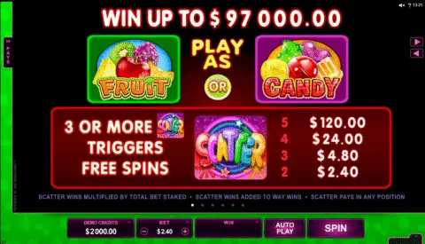 Play Fruit Vs Candy Slot