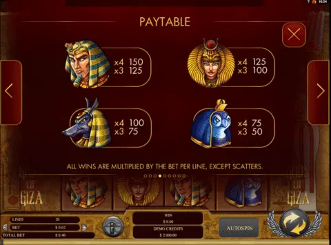 Play Gods Of Giza Slot