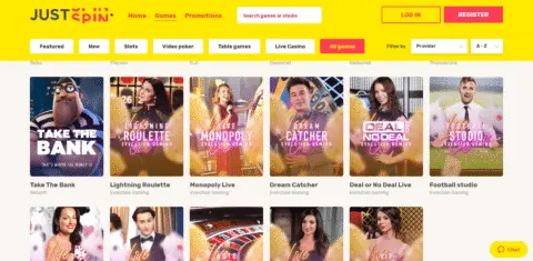 Justspin Casino Games