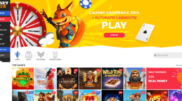 Crazy Fox Casino Welcome Bonus Cashback
