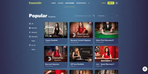 Casinoin Casino Live Casino Games