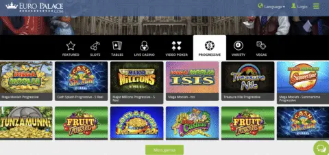 Euro Palace Casino Progressive Jackpots