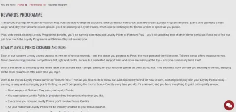 Platinum Play Casino Loyalty