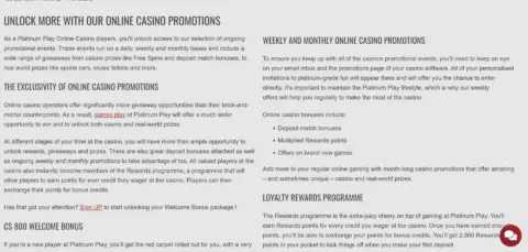 Platinum Play Casino Promotions