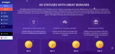 Evospin Casino Vip Program