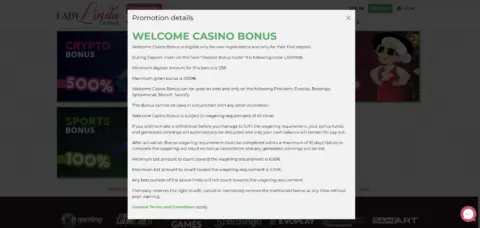 Lady Linda Casino Welcome Bonus Free Spins