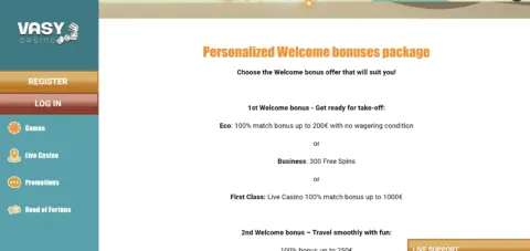 Vasy Casino Free Spins