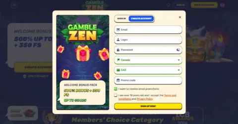 Gamblezen Casino Welcome Bonus Package