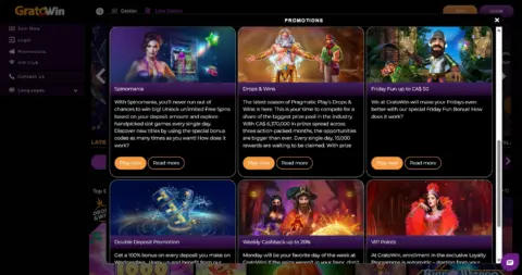 Gratowin Casino Promotions