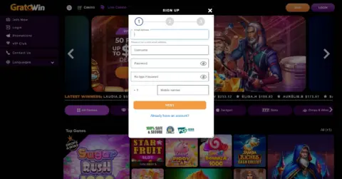 Gratowin Casino Welcome Bonus Package