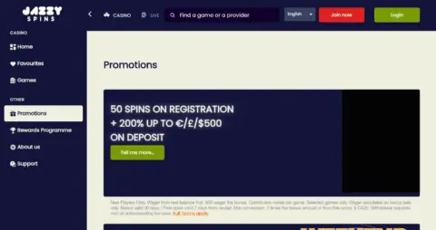 Jazzy Spins Casino Welcome Bonus Package