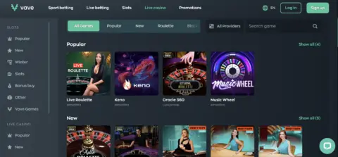 Vave Casino Live Games