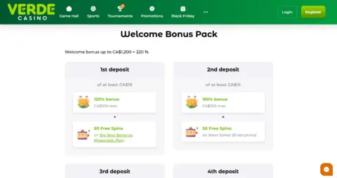 Verde Casino Welcome Bonus Package